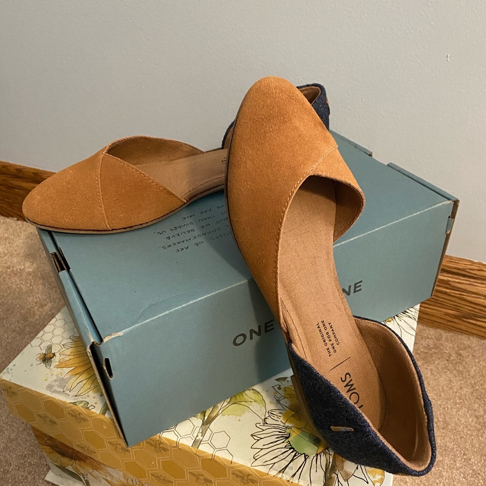TOMS Julie D'orsay in Brown Suede and Denim